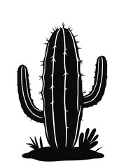 cactus illustration icon, black silhouette vector