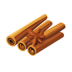 Flat 2D illustration of a cinnamon isolated on a white background, vector 2D design, icon, Simple flat 2d illustration art. EPS format illustration