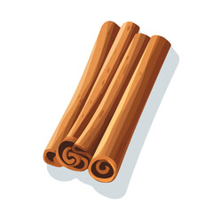 A Flat 2D illustration of a cinnamon isolated on a white background, vector 2D design, icon, Simple flat 2d illustration art. eps format