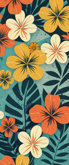 Obraz premium Hawaiian flowers. Oil painting. Pattern for printing on wall decorations, covers, leaflets, business cards