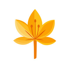 A Simple flat 2D icon saffron branch leaves set isolated on a transparent background, vector, flat design, animation design, vector, flat design, animation design, simple flat 2D icon, clipart