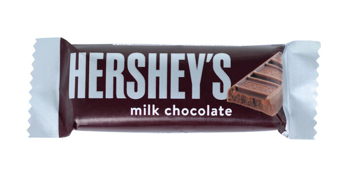 Pack of Hershey's Chocolate Bar on transparent background. Hershey is an American multinational confectionery company