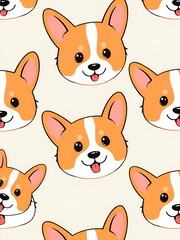 Cartoon Corgis Pattern