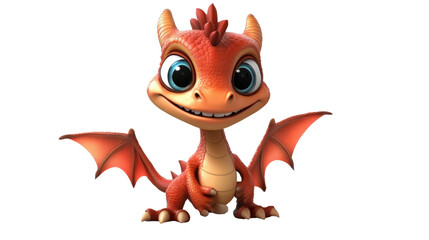 Fototapeta premium Friendly Dragon Portrait: A charming and vibrant illustration of a baby dragon with a friendly face and large expressive eyes. 