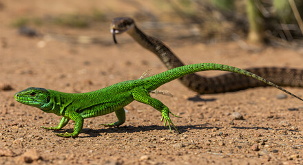 Green Lizard's Daring Escape: Autotomy Saves the Day from Predatory Snake