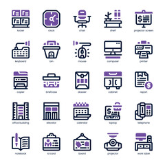 Workspace Icon pack for your website, mobile, presentation, and logo design. Workspace Icon dual tone design. Vector graphics illustration and editable stroke.