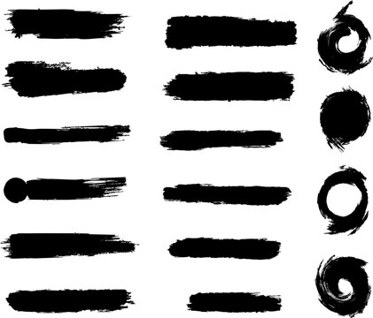 Creative Black Ink Brush Strokes and Circles