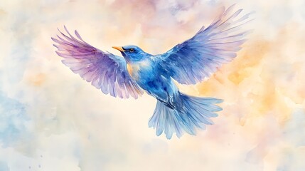 Obraz premium Birds hand painted product banner Wallpaper 