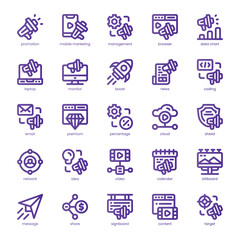 Marketing Campaign Icon pack for your website, mobile, presentation, and logo design. Marketing Campaign Icon line basic color design. Vector graphics illustration and editable stroke.