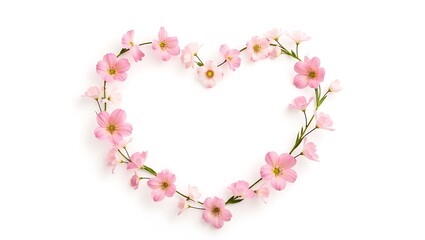 Naklejka premium Delicate floral arrangement, Pink flower petals, Baby's breath, White background, Romantic composition