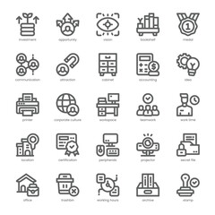 Office Culture Icon pack for your website, mobile, presentation, and logo design. Office Culture Icon outline design. Vector graphics illustration and editable stroke.