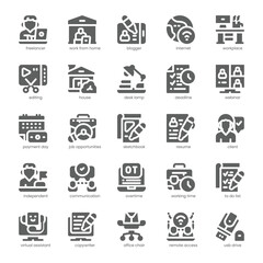 Fototapeta premium Freelance Work Icon pack for your website, mobile, presentation, and logo design. Freelance Work Icon solid design. Vector graphics illustration and editable stroke.