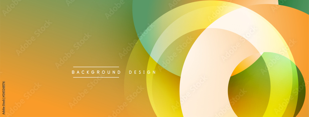 Poster Abstract composition with layered circular elements, blending gradients and soft transitions, creating a sense of depth, motion, and visual harmony