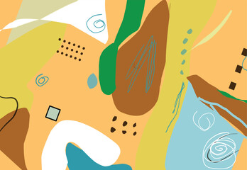 Abstract Doodle art  background with different shape and texture .eps