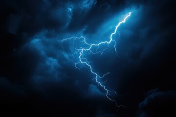 Blue lightning storm thunderstorm phenomenon.