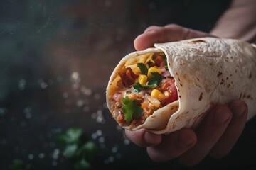 Delicious Mexican Burrito with Fresh Ingredients