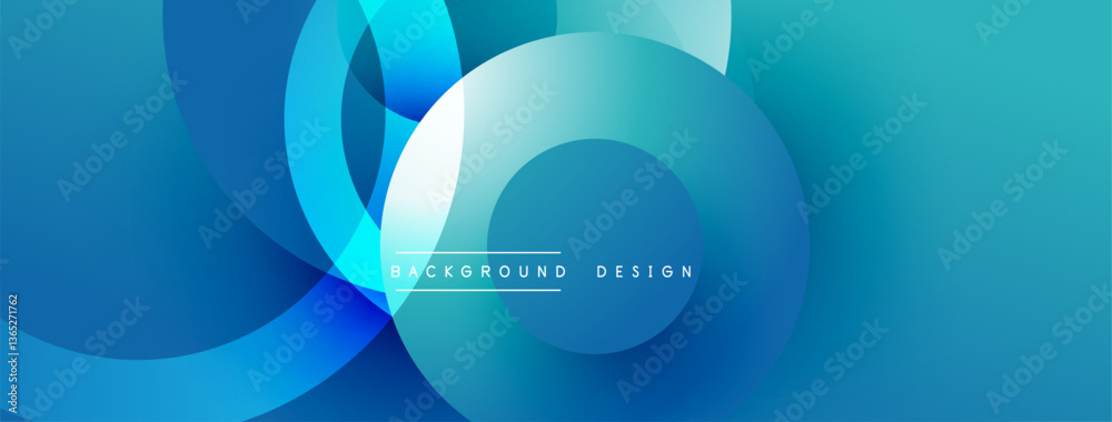 Poster Layered circular shapes in vivid colors form a gradient-rich abstract design with smooth transitions, depth effects, and a modern, futuristic aesthetic