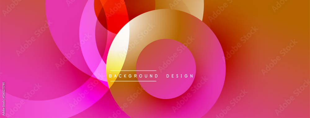 Poster Layered circular shapes in vivid colors form a gradient-rich abstract design with smooth transitions, depth effects, and a modern, futuristic aesthetic
