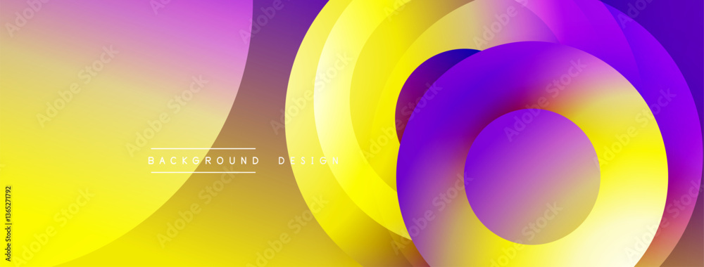 Poster Abstract composition with layered circular elements, blending gradients and soft transitions, creating a sense of depth, motion, and visual harmony