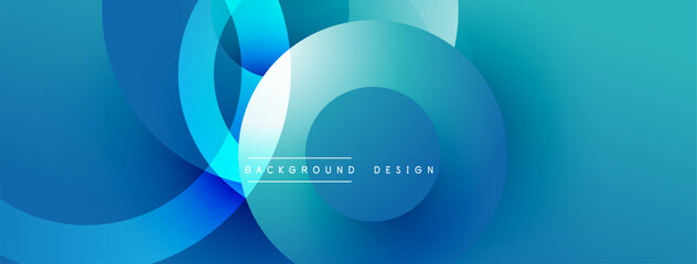 Layered circular shapes in vivid colors form a gradient-rich abstract design with smooth transitions, depth effects, and a modern, futuristic aesthetic