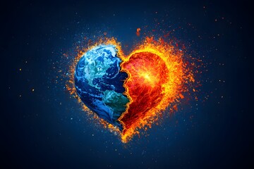 A symbolic image of Planet Earth with a broken heart, conveying a powerful Earth Day message about environmental damage and the urgent need to save our world.