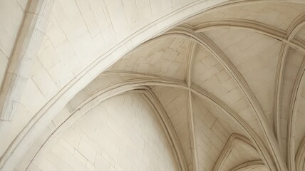Intricate Off-White Ribbed Vault Ceiling Architectural Detail