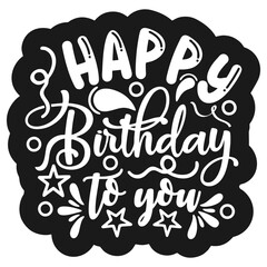 Happy birthday greeting hand drawing typography party graphic text element