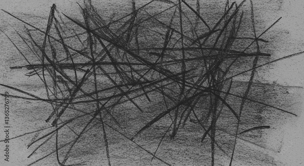 Poster abstract drawing with graphic lines and abstract art. charcoal drawing features a chaotic arrangemen