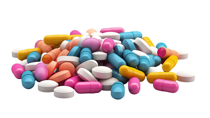 Close up shot of assorted pills and capsules on dark background