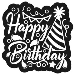 Happy birthday greeting hand drawing typography party graphic text element