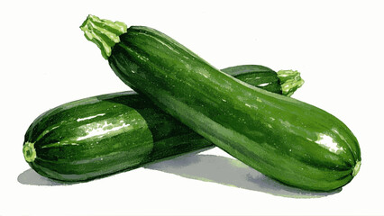 Fresh green zucchini isolated watercolor vector illustration svg
