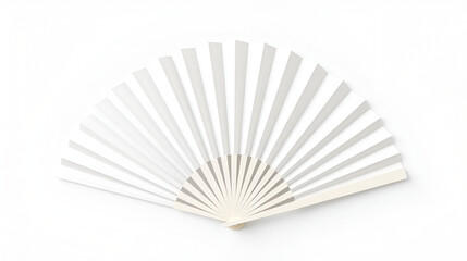 White folding hand fan mockup set apart against a pristine white background, perfect for creative design work