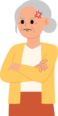 Fototapeta premium angry senior woman doing arms crossed illustration