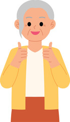 smiling senior woman doing thumbs up illustration