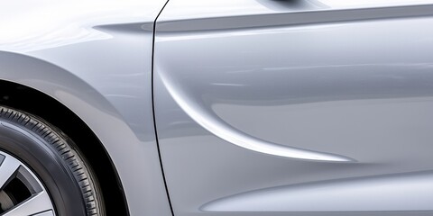 Fototapeta premium Damaged Car Door, car with scratch of accident