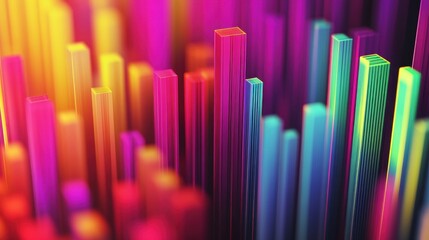 Obraz premium A close-up of a D business graph, displaying financial data with colorful bars representing sales over time.