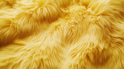 Soft fluffy yellow fur texture indoor setting textile close-up warm environment realistic concept