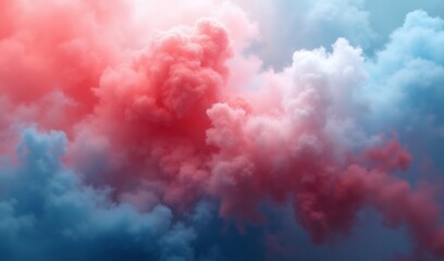 Fototapeta premium Dreamlike pink and blue clouds swirl dramatically in a vibrant sky atmospheric image. AI Generated