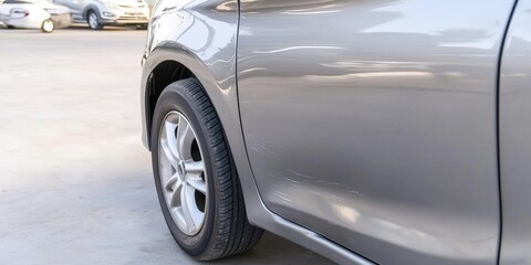 Fototapeta premium Damaged Car Door, car with scratch of accident