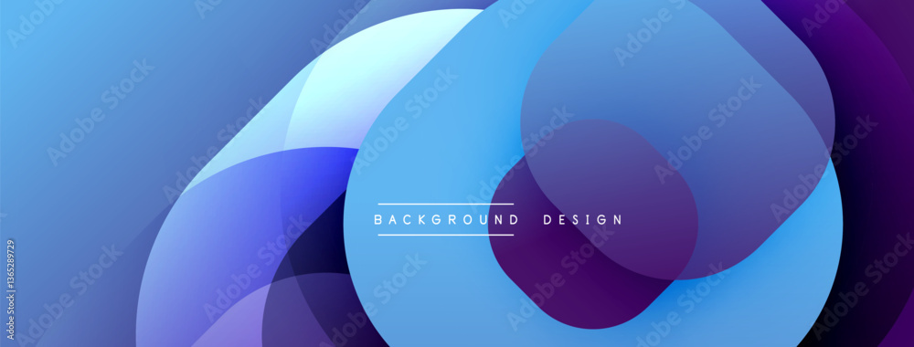 Aufkleber Circular abstract design with overlapping translucent circles and round shapes, blending gradients and smooth curves, creating depth, contrast, and a dynamic visual effect