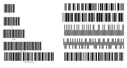 Barcode icon set. Scan bar label. Barcodes product distribution icon. Codes stripe sticker and product inventory badge. Scanning barcode concept. Concept industrial bar code pictogram - stock vector