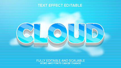 3d text effect cloud vector editable