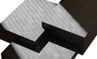 Abstract concrete cubes with shadows and light