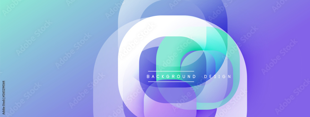 Aufkleber Circular abstract design with overlapping translucent circles and round shapes, blending gradients and smooth curves, creating depth, contrast, and a dynamic visual effect