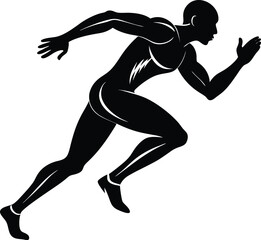 Athlete Sprinting Silhouette With Dynamic Motion On A Transparent Background