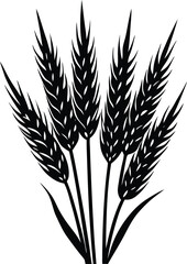 Wheat Sheaves Silhouette Isolated on Transparent Background Harvest Icon