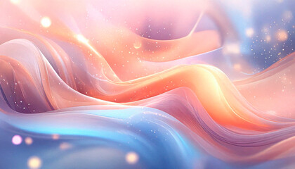 Silky abstract waves in pastel peach, coral, and lilac hues. Elegant flowing motion, soft lighting, and dreamy atmosphere. Ideal for backgrounds, design and branding