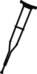 Crutch Medical Equipment Silhouette Aid Support Mobility Tool Isolated on Transparent