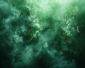 Fototapeta premium Swirling green colored smoke creating an ethereal and moody background