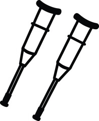 Two Crutches Outline on Transparent Background Design, Medical Mobility Aid Symbol